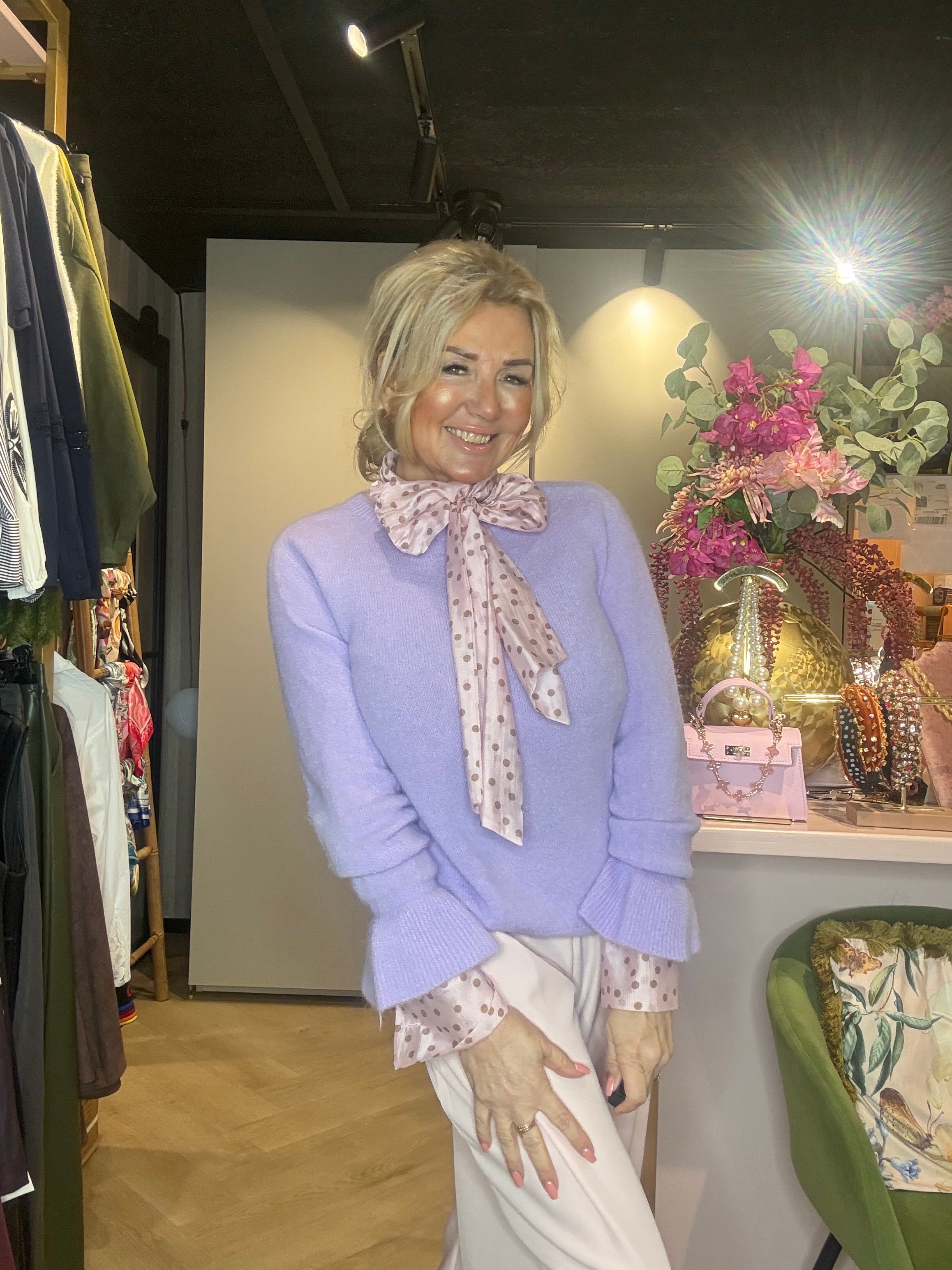 Alpaca trui Trompet mouw Lilla